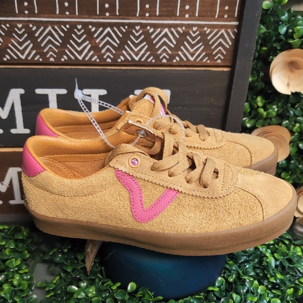Sassy Suede & Popn Pink Leather Ladies Vans - Picture 5 of 14
